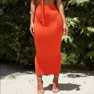 Oh Polly Midi Skirt - burnt orange